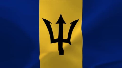 Barbados National Flag Waving Loop Background