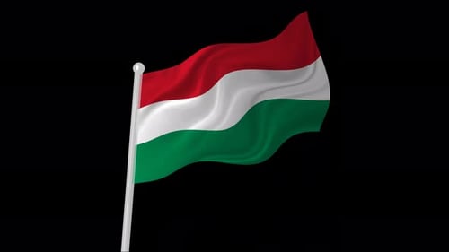 Ungarische Flagge weht animierter schwarzer Hintergrund