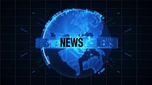 Futuristic Rotating Earth Globe News Broadcast Title Animation