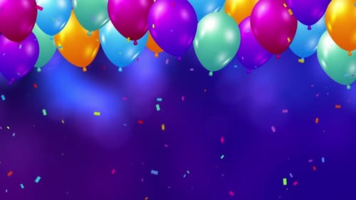 Colorful Balloons and Confetti Celebration Background Loop