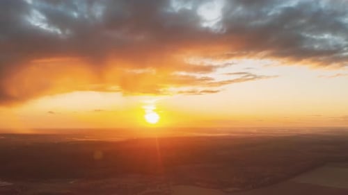 Vue Aérienne Du Soleil Lumineux Ciel Théâtral