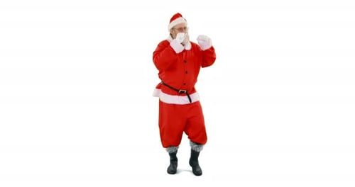 Santa Claus Dances on White Background