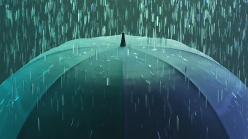 Animated Rain on Blue Umbrella