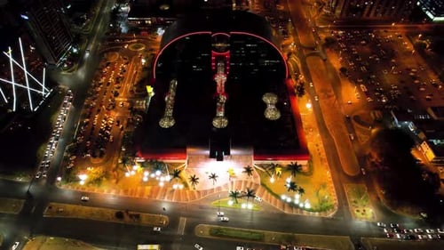 Paisaje nocturno del centro de Brasilia, Brasil. Ciudad emblemática de la tarjeta postal.