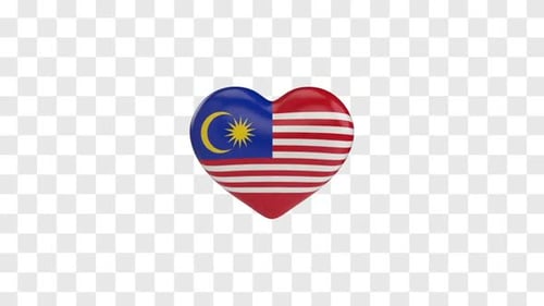 Seamlessly Looping 3D Patriotic Malaysia Flag Heart