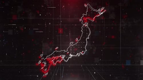 Futuristic Digital Map of Japan Outline Reveal