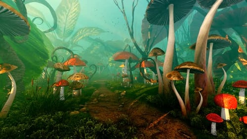 Forêt féerique aux champignons
