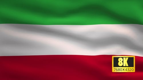 Realistic Waving Fabric Flag with Green White Red Stripes