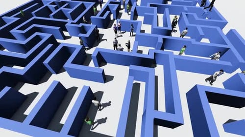 Animated 3D People Walking Through a Complex Maze