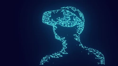 Man wearing Virtual Reality glasses