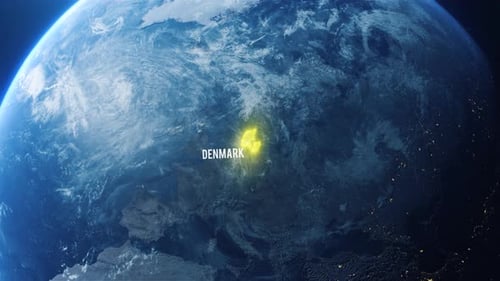 Earh Zoom In Space To Denmark Country Alpha Output
