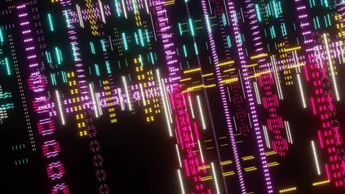 Floating Abstract Pixel Mosaic Of Neon Color 02