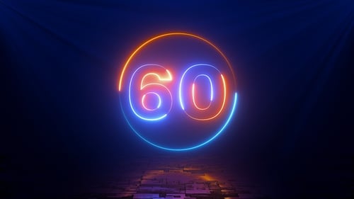 Neonnegativer Countdown 60 Sekunden
