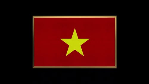 3D Rotating Vietnam Flag in Golden Frame