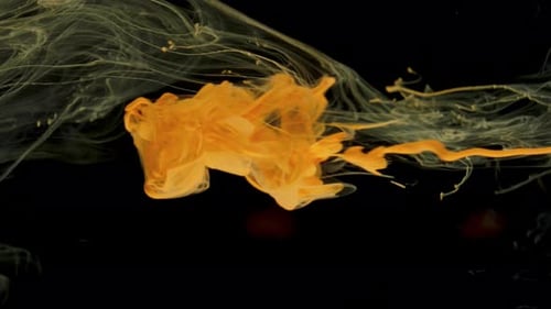 Orange Paint Dissolving on a Black Background