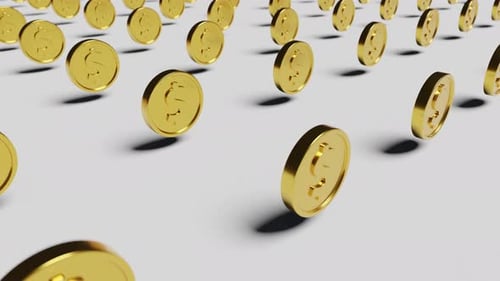 Seamlessly Looping Golden Dollar Coins Animation