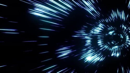 Blue Streak Light Particle Tunnel 4K 02(Side View)