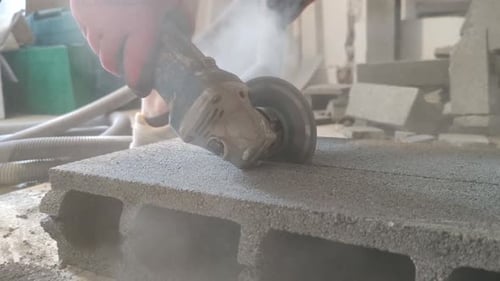 Cutting a Big Concrete Block with Circular Machine