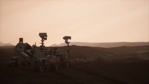 Animated Mars Rover Exploring Martian Landscape
