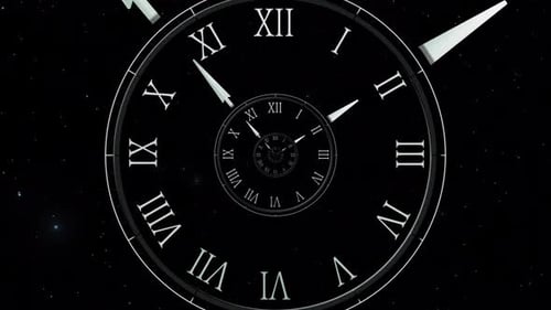 Infinite Clock Tunnel Time Lapse Animation in Cosmic Space