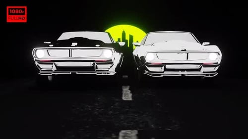 Dynamic Retro Cars Racing Logo Intro