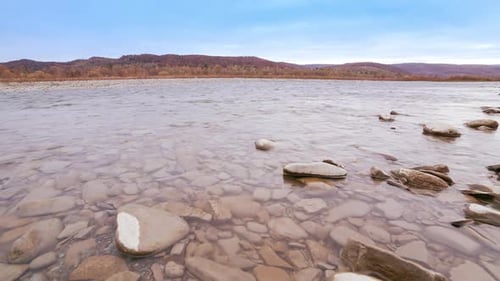 Wild Mountain River Close Up Abundant Clear Stream