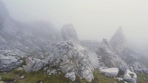 Misty Mountain Landscape Aerial View