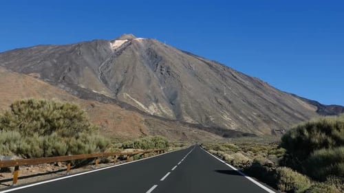POV Car Travelling To Teide Volcano, Tenerife