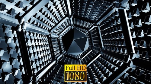 Futuristic Abstract Tunnel with Rotating Geometric Core