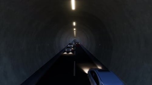 Des machines automobiles dans des tunnels sombres
