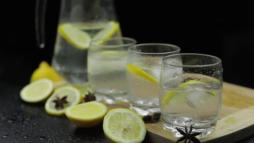 Lemon and Star Anise Drink Preparation with Ice