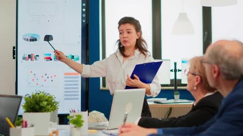 Professional Woman Giving Presentation to Colleagues