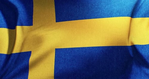 Realistic Waving Sweden Flag Loop with Detailed Fabric Texture