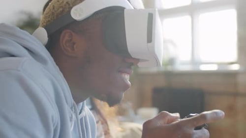 Young Adults Using VR Headsets at Home