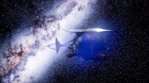 Futuristic Satellite Orbiting in Deep Space with Milky Way Galaxy