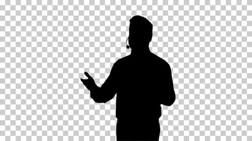 Silhouette Businessman working, Alpha Channel