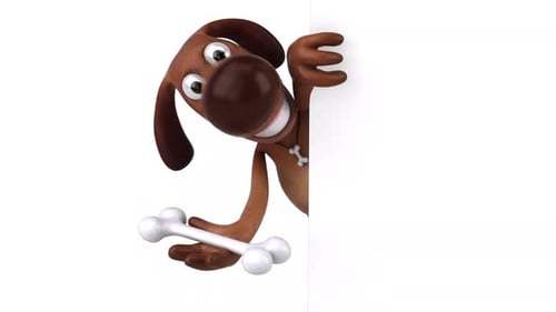 Playful 3D Animated Dog Character Peeking with Bone