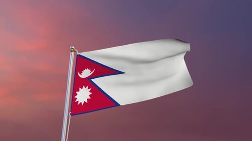 Waving Flag of Nepal with Realistic Fabric Animation