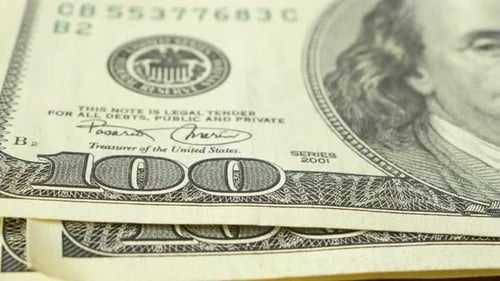 Macro View of Stacked US One Hundred Dollar Bills