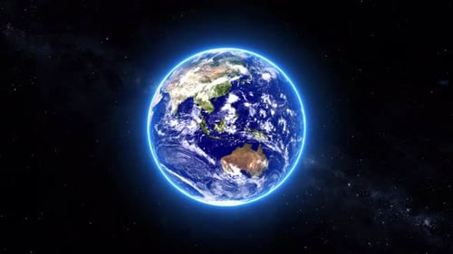 Rotating Blue Glowing Earth Planet Animation