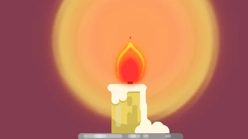 Animated Burning Candle in Flat Design Style