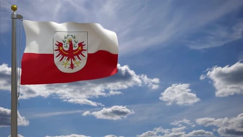 Realistic Waving Flag of Tyrol Against Blue Sky