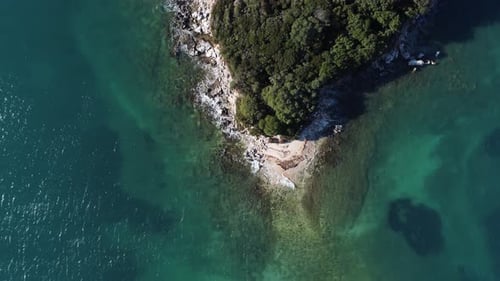 Aerial drone view of the beautiful seaside coast on a sunny day