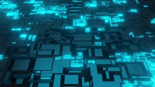 Futuristic Digital Circuit Board Loop Background