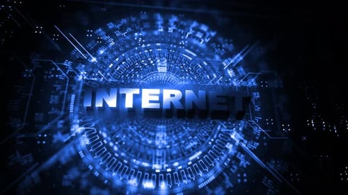 Futuristic Blue Digital Tunnel Text Reveal