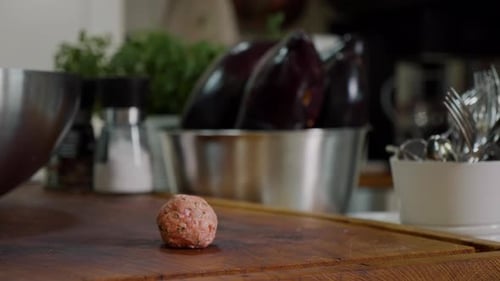 Close up of Uncooked Meatballs