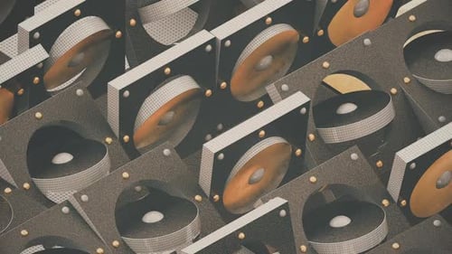 Futuristic Geometric Grid Panels Flipping Animation