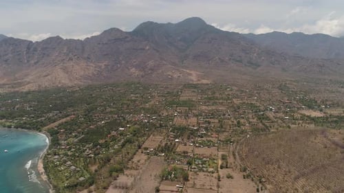 Tropical Landscape with Mountains Beach