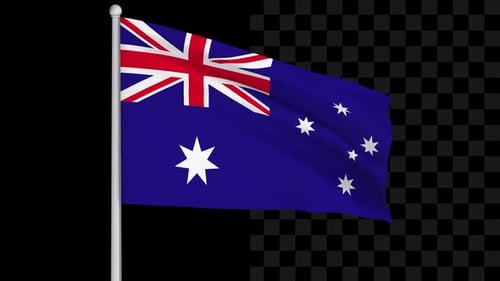 Realistic Australian Flag Waving on a Pole
