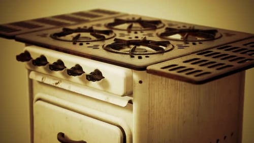 Vintage Gas Stove Burners Igniting Animation